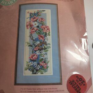'From the Heart' Embroidery Kit, Grandmacore. VTG 1989 Bird's Nest. 11" x  22"